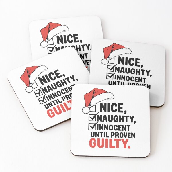 Item preview, Innocent Until Proven Guilty Funny Christmas Shirt | Naughty or Nice Santa Hat Tee designed and sold by Printsouf.