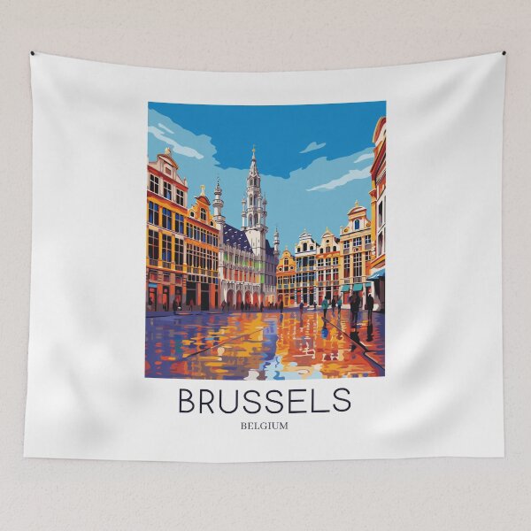 Item preview, A Pop Art Travel Print of Brussels - Belgium designed and sold by StudioRedKoala.