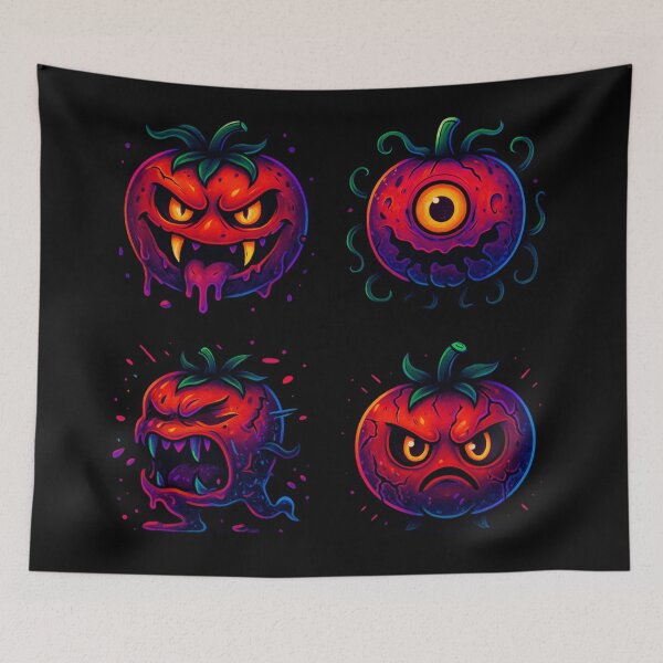 Item preview, Creepy Core Killer Tomatoes 80s Retro Monster Pattern designed and sold by Spank My Yeti.