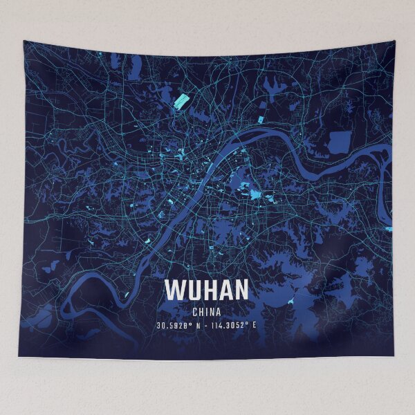 Item preview, Wuhan Midnight City Map designed and sold by HomeLivingCo.