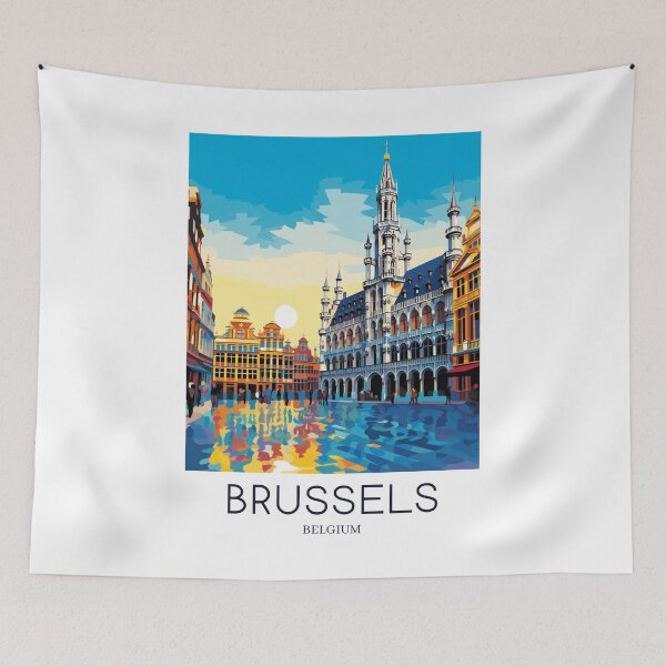 Item preview, A Pop Art Travel Print of Brussels - Belgium designed and sold by StudioRedKoala.