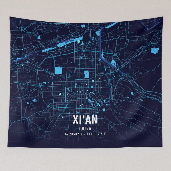 Item preview, Xi’an Midnight City Map designed and sold by HomeLivingCo.