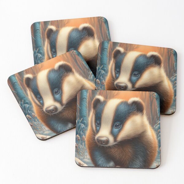 Item preview, Badger in winter forest designed and sold by PetsArt.