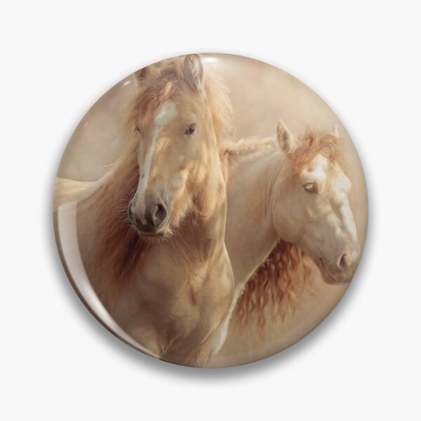 Item preview, A beautiful palomino tinker horses with a long, flowing mane stands gracefully in a soft, dusty atmosphere designed and sold by Julia Shepeleva.