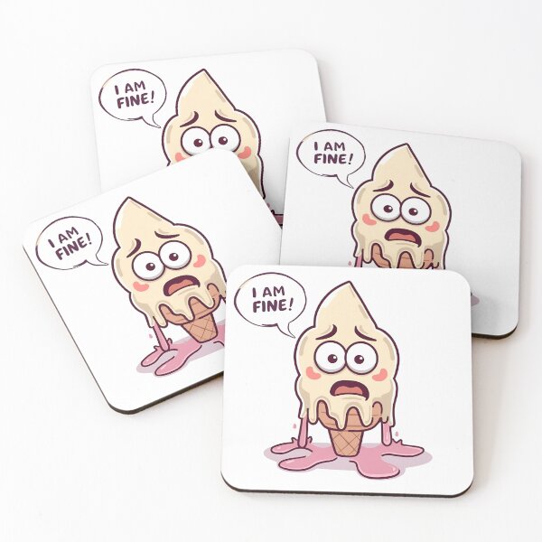 Item preview, Melting Ice Cream Cone Saying "I Am Fine" designed and sold by HeavyFeatherz.