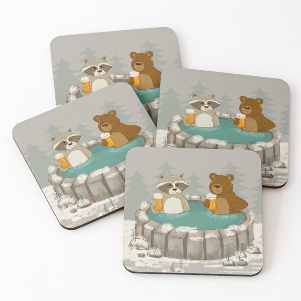 Item preview, Forest Animals having a beer in a jacuzzi in the woods designed and sold by pholiumsigma_design.