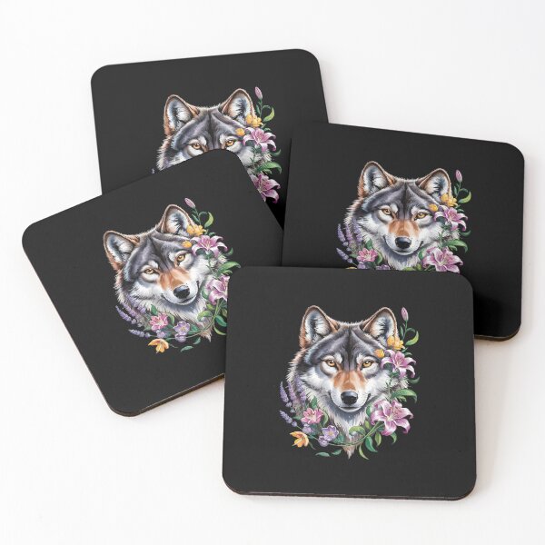 Item preview, Floral Wolf Aesthetic Flowers Wolf Face for Wolves Lover  designed and sold by RuthGAArt.