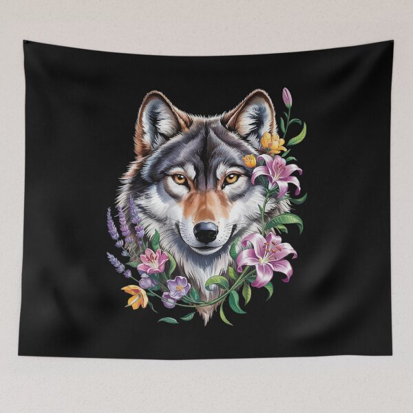 Item preview, Floral Wolf Aesthetic Flowers Wolf Face for Wolves Lover  designed and sold by RuthGAArt.