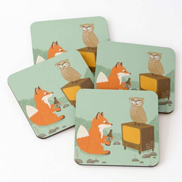 Item preview, Fox watching tv and having a beer in the summer designed and sold by pholiumsigma_design.