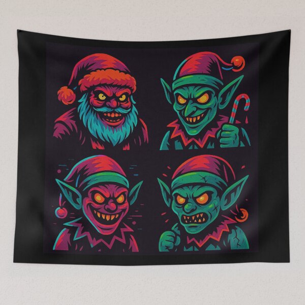 Item preview, Creepy Core Christmas Theme Santa Claus & Elves Holiday Pattern designed and sold by SpokeBender.