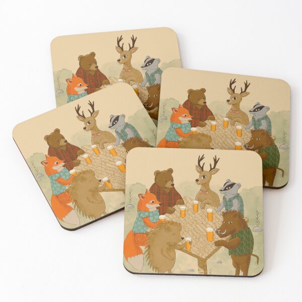 Item preview, Forest Animals having a beer in the woods designed and sold by pholiumsigma_design.