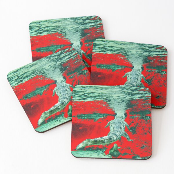 Item preview, Underwater crocodile – Powerful presence in red and green / Swiss Artwork Photography designed and sold by Raphael Wolf.