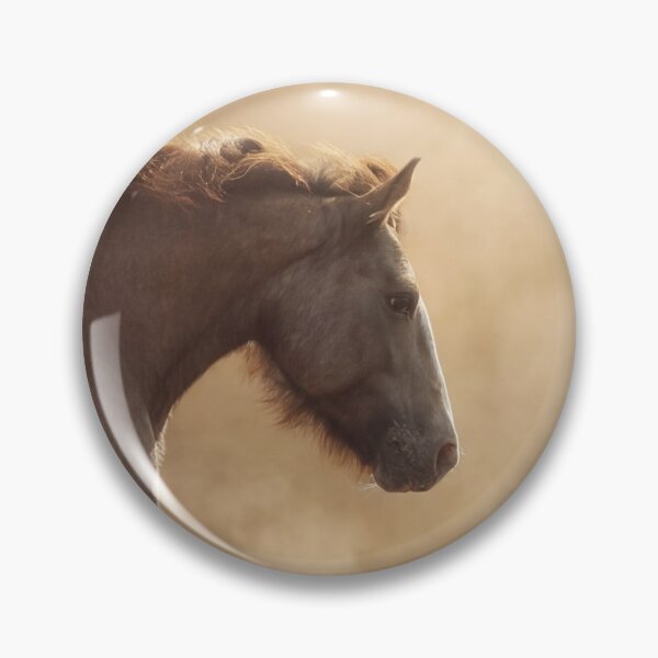 Item preview, A beautiful palomino tinker horses with a long, flowing mane stands gracefully in a soft, dusty atmosphere designed and sold by Julia Shepeleva.