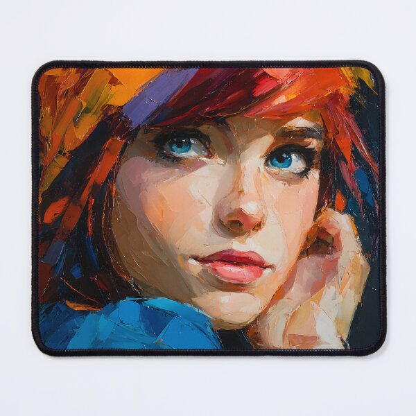 Item preview, Intense Blue-Eyed Woman with Colorful Scarf designed and sold by daila70.