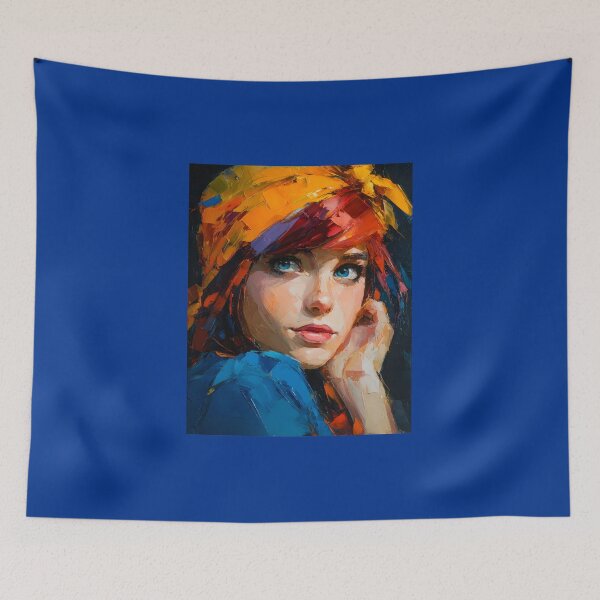 Item preview, Intense Blue-Eyed Woman with Colorful Scarf designed and sold by daila70.