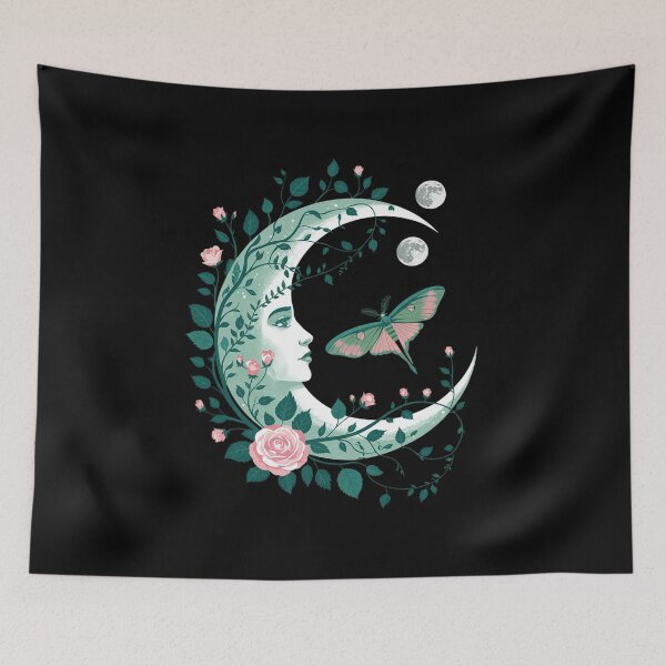 Item preview, goblincore moth and butterfly moonphases flowers cottagecore  designed and sold by VerseFarm.