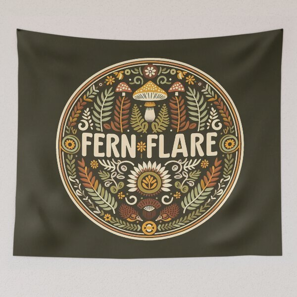 Item preview, Fern Flare and Fungi Bloom – Scandinavian Folk Art by heidiannemorris © designed and sold by FOLK ART FUSION by heidiannemorris.