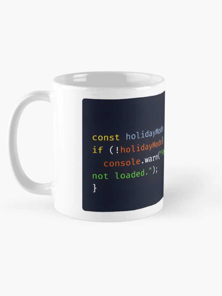 Imagen 5 de 6, Taza de café con la obra JavaScript Holiday Warning – “FestiveModeError”, diseñada y vendida por Tattee.