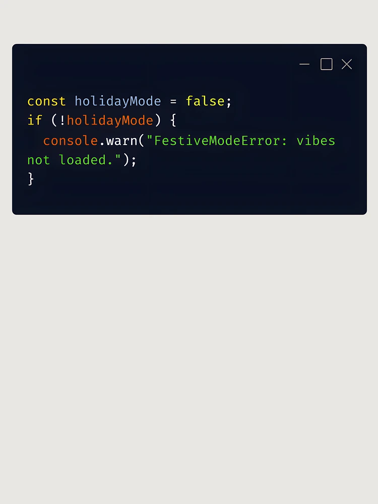 Thumbnail 6 of 6, Premium Oversized Hoodie, JavaScript Holiday Warning – “FestiveModeError” designed and sold by Tattee.