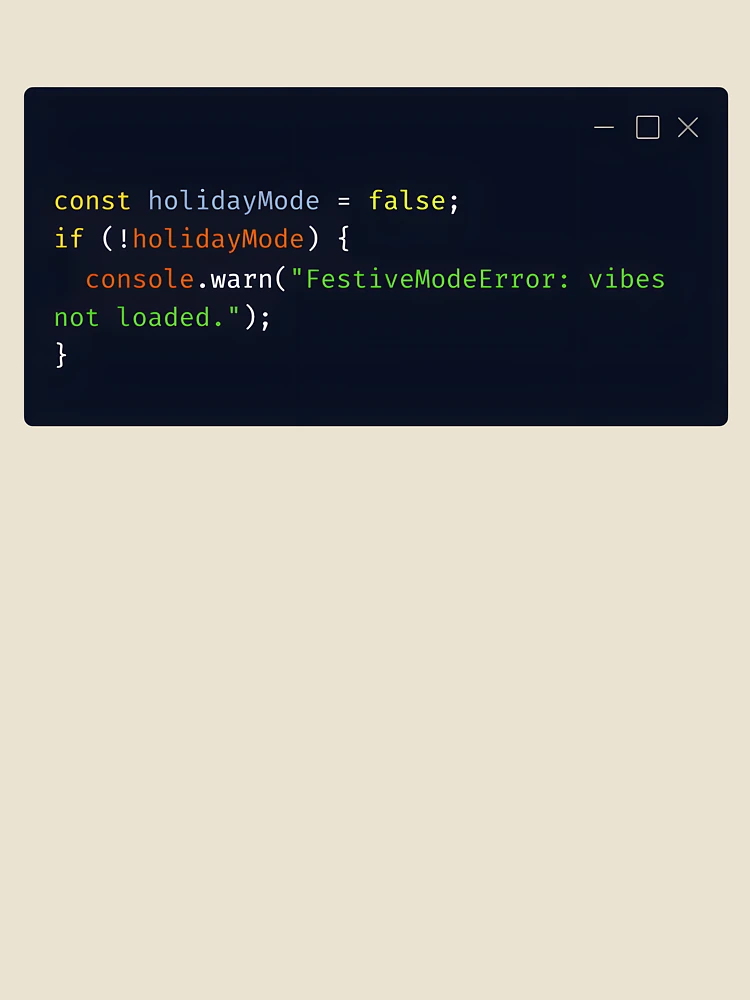 Imagen 4 de 4, Camiseta relajada con la obra JavaScript Holiday Warning – “FestiveModeError”, diseñada y vendida por Tattee.