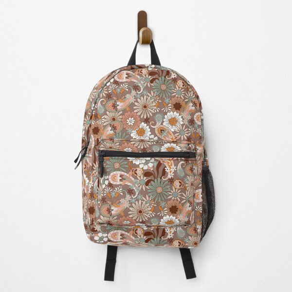 Item preview, 70s Romantic Boho Florals with paisley brown mocha mousse designed and sold by pholiumsigma_design.