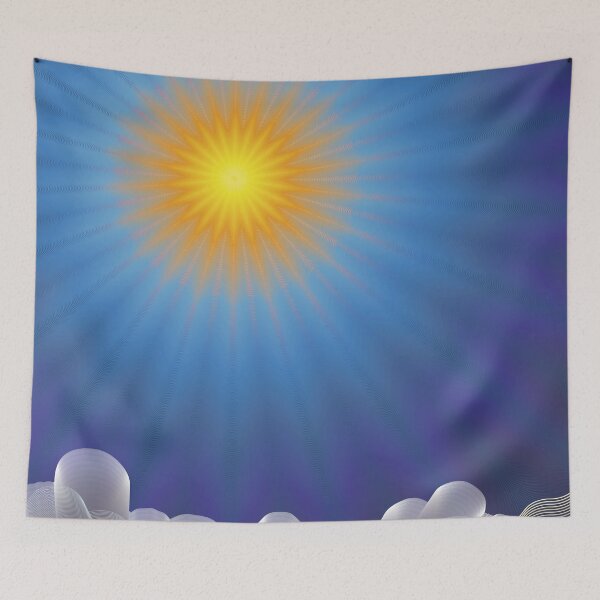 Item preview, Abstract Vector Solar Landscape | Sun Rays Surreal Line Art Retro Design designed and sold by Keltoi-art.
