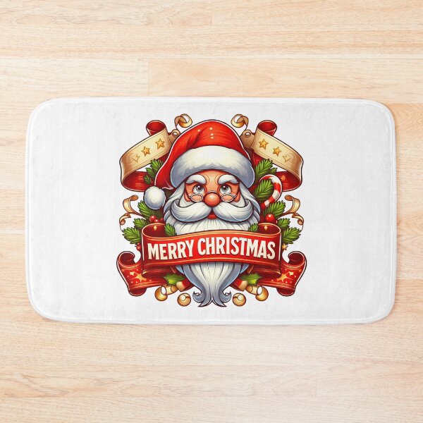 Item preview, Festive Santa Claus with Merry Christmas Banner – Christmas Illustration designed and sold by Art-Arcade6.