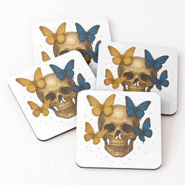 Item preview, Glam Skull & Butterflies – Golden Aesthetic Art designed and sold by SarahsSZN.