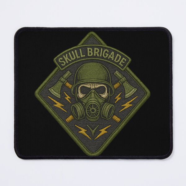 Item preview, Skull Brigade green gas mask tactical patch designed and sold by LaNadaYFundante.