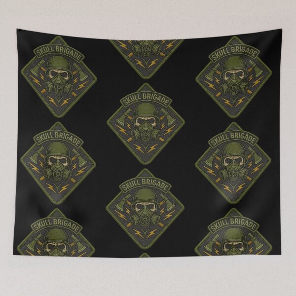 Item preview, Skull Brigade green gas mask tactical patch designed and sold by LaNadaYFundante.