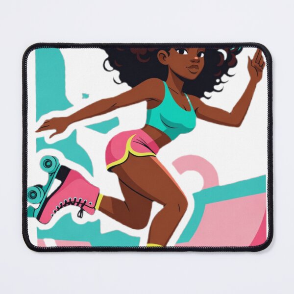 Item preview, Sporty Afro Girl Roller Skating – 90s Retro Vibes, Dynamic Motion Sticker & Apparel Design designed and sold by Luna Studios.
