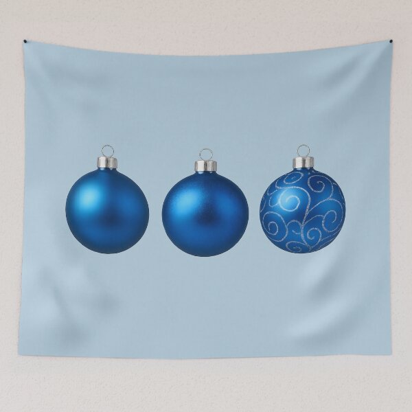 Item preview, Three Blue Christmas Ornaments – Realistic Holiday Decorations (PNG Transparent) designed and sold by EmeraldeaDesign.