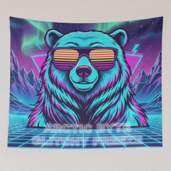 Item preview, Neon Ice Claw – Retro Wave Arctic Bear designed and sold by MerchYouSearch.