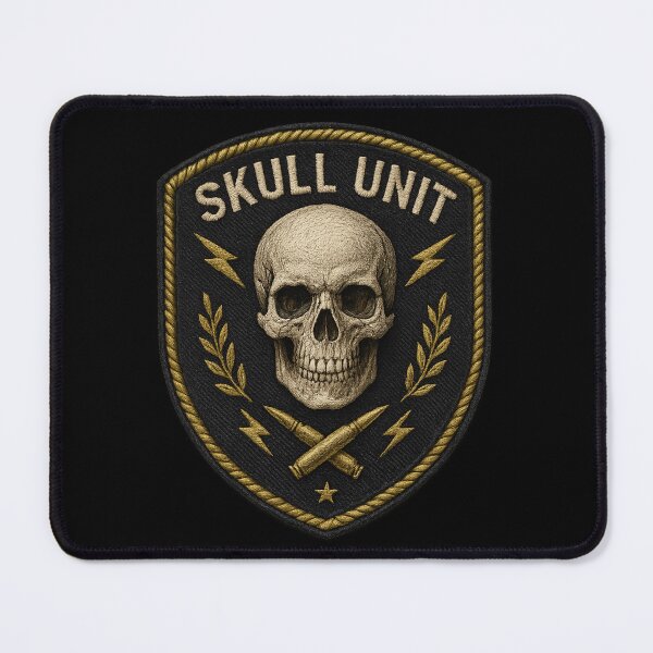 Item preview, Skull Unit golden skull shield patch designed and sold by LaNadaYFundante.