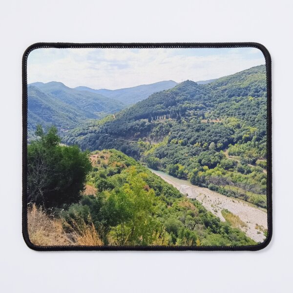 Item preview, Deep forested canyon with mountain river in Greece designed and sold by TheArtofHeart.