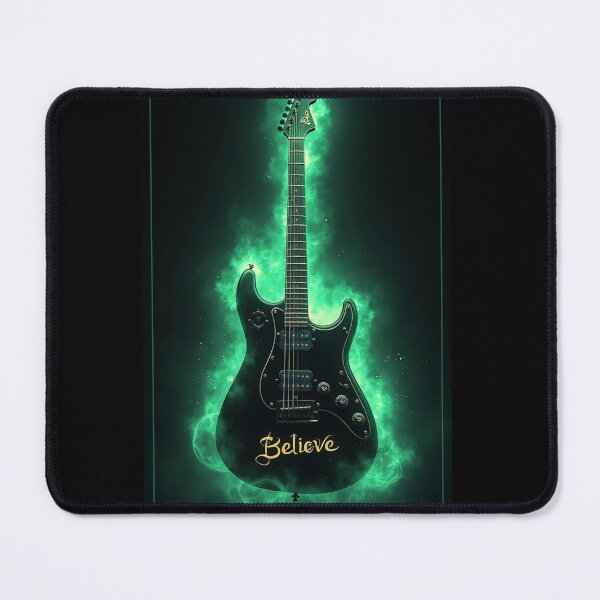Item preview, Electric guitar engraved with the word “Believe” designed and sold by OhmAuraArt.