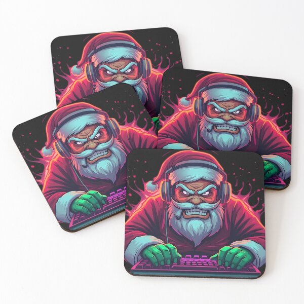 Item preview, Gamer Santa Rage PNG | Angry Christmas Gamer Clipart | Neon RGB Glow Santa designed and sold by SoulenCify.