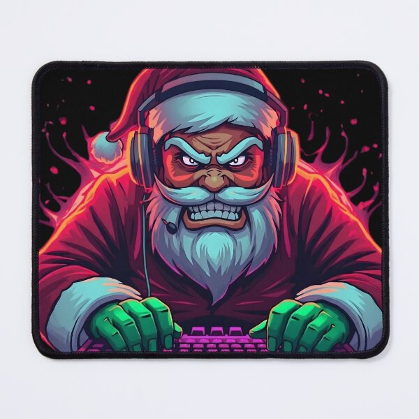 Item preview, Gamer Santa Rage PNG | Angry Christmas Gamer Clipart | Neon RGB Glow Santa designed and sold by SoulenCify.
