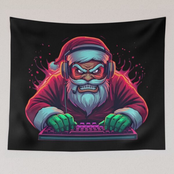 Item preview, Gamer Santa Rage PNG | Angry Christmas Gamer Clipart | Neon RGB Glow Santa designed and sold by SoulenCify.