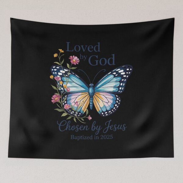 Item preview, Loved By God Chosen By Jesus Baptized 2025 Butterfly Floral  designed and sold by KotexTemu.