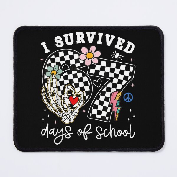 Item preview, I Survived 67 Days of School Skeleton Hand Checkerboard Student Design designed and sold by Chaya Reid.