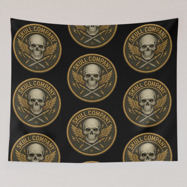 Item preview, Skull Company round winged skull ammo patch designed and sold by LaNadaYFundante.
