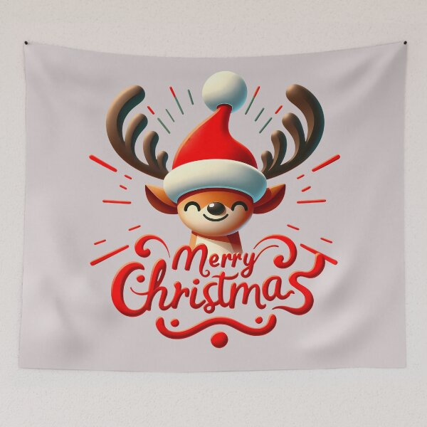 Item preview, Cute reindeer in a Christmas hat – Merry Christmas designed and sold by Art-Arcade6.