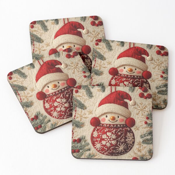 Item preview, Cute Embroidered Snowman Christmas Ornament – Cozy Holiday Art designed and sold by MiraLumeStudio.