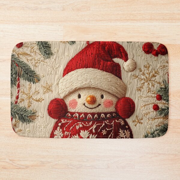 Item preview, Cute Embroidered Snowman Christmas Ornament – Cozy Holiday Art designed and sold by MiraLumeStudio.