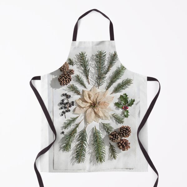 Item preview, Winter Botanical Collage – Dried White Poinsettia Pine Fir Pinecones designed and sold by EmeraldeaArt.