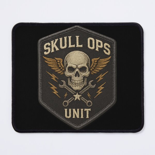 Item preview, Skull Ops Unit mechanical winged skull patch designed and sold by LaNadaYFundante.
