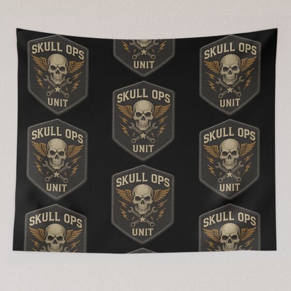 Item preview, Skull Ops Unit mechanical winged skull patch designed and sold by LaNadaYFundante.