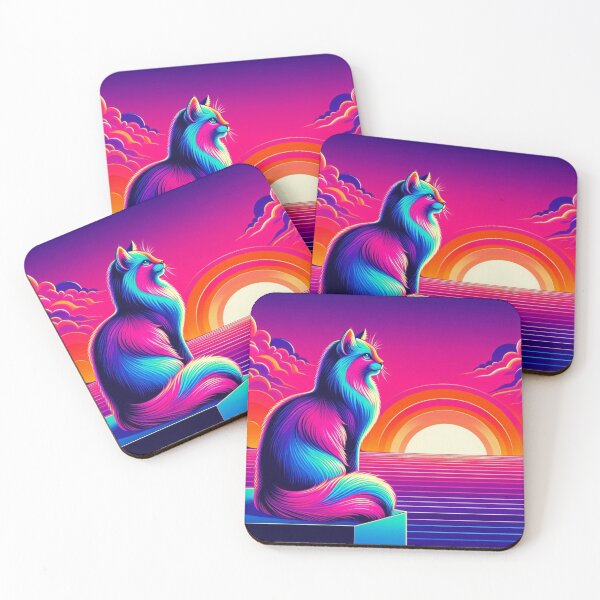 Item preview, Neon Cat Watching Sunset designed and sold by Dogandesighn.