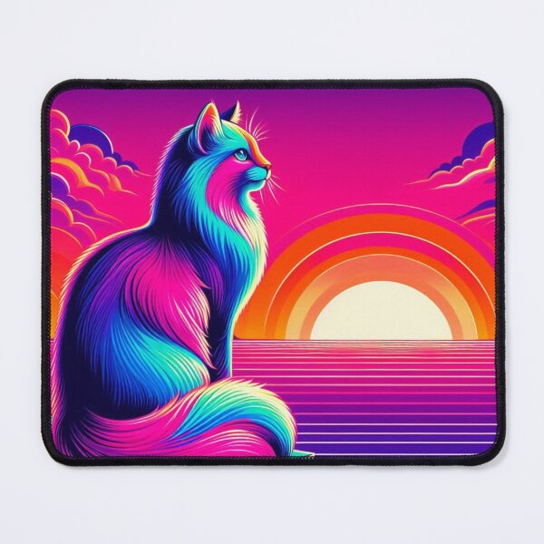 Item preview, Neon Cat Watching Sunset designed and sold by Dogandesighn.
